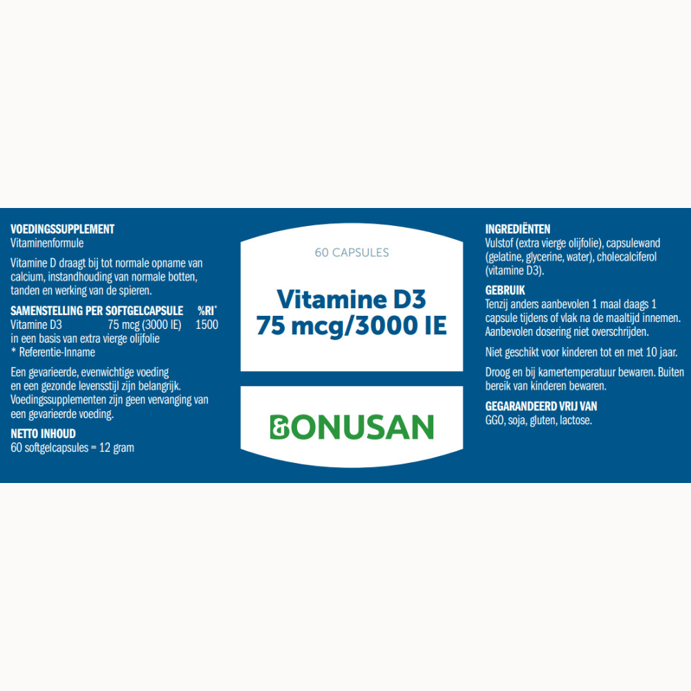 Bonusan Vitamine D3 75mcg/3000ie 60 softgels