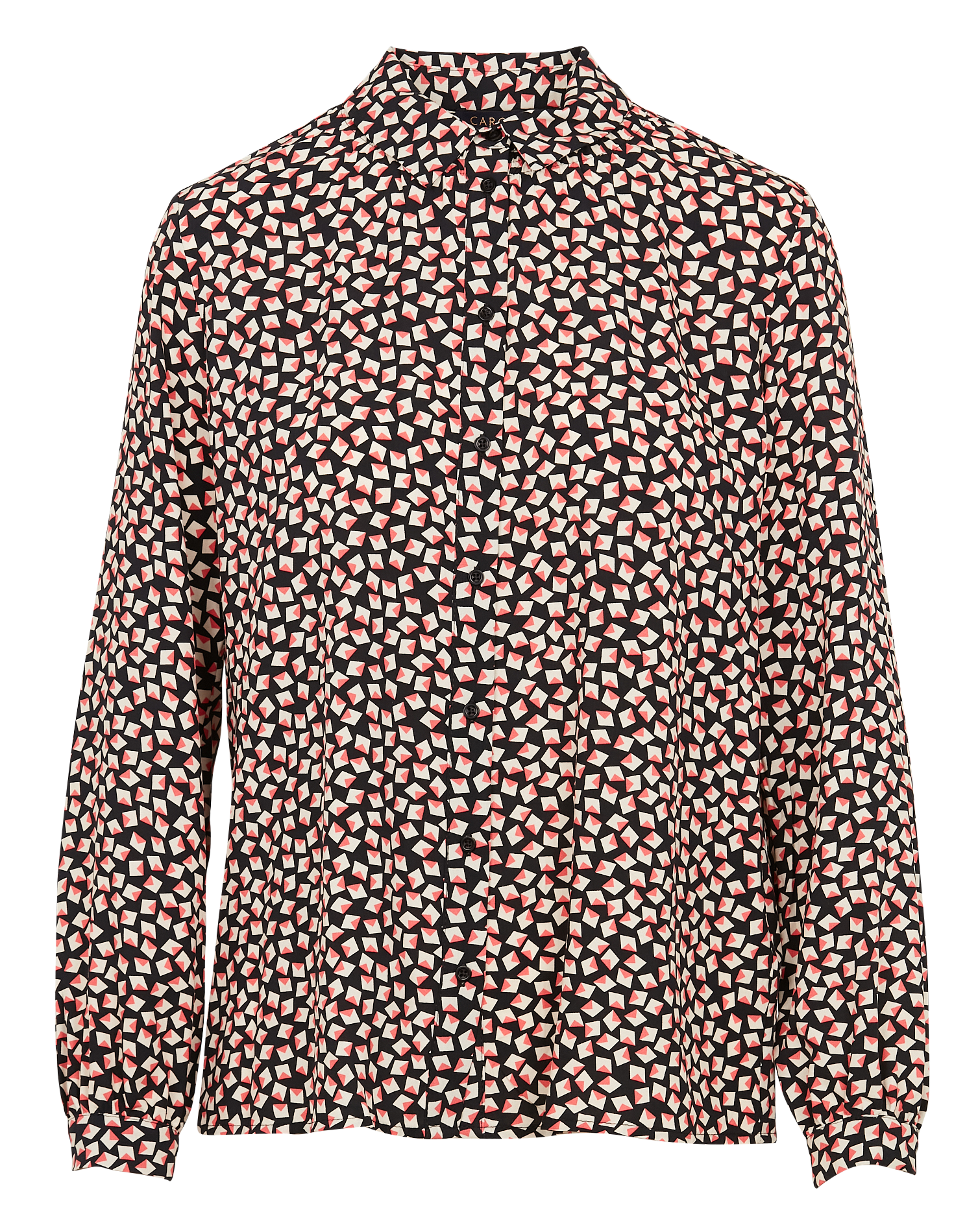 KATHERINE1 - Chemise droite col classique imprimée | Noir