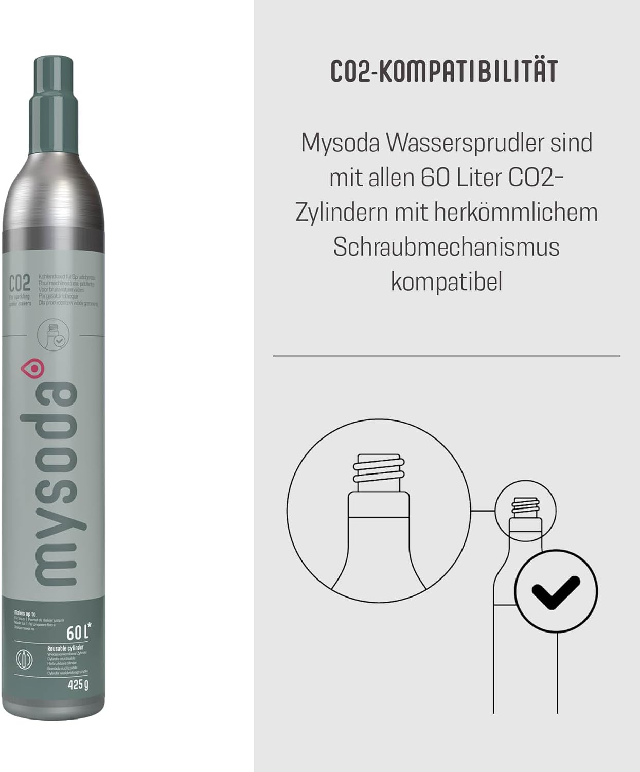 Mysoda: Stilvoller Glassy Wassersprudler aus Holzkomposit und Aluminium (ohne CO2-Zylinder) mit 1-Liter-Glasflasche & BPA-freier 1-Liter-Plastikflasche - Salbeigrün (Pigeon)