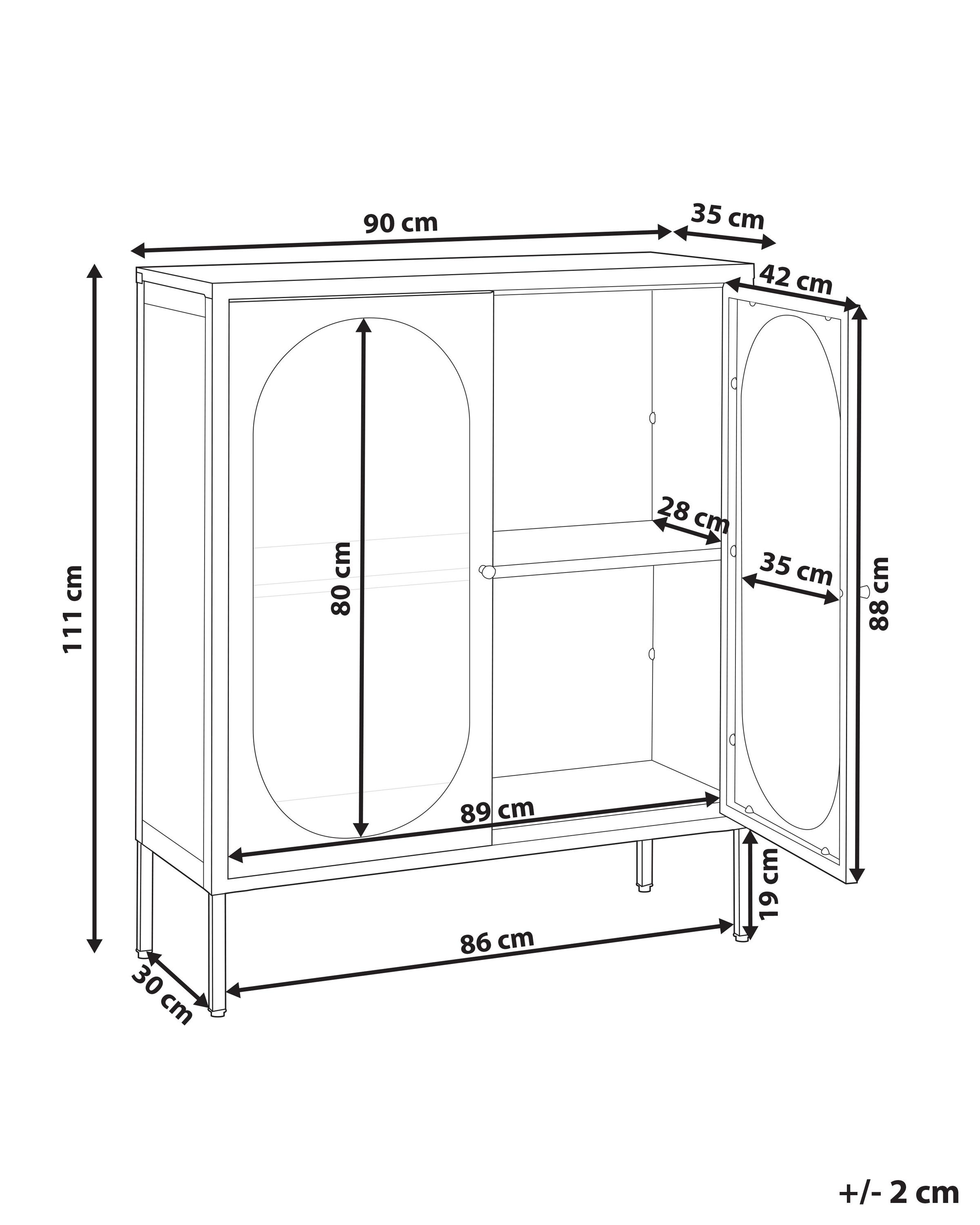 Dressoir met glazen deuren SARRE Metaal 90 cm Zwart