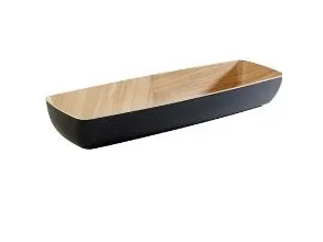 Skål Frida 3.65 ltr 53x16.2x7.5 cm Melamin Sort/Trælook,6 stk/pk