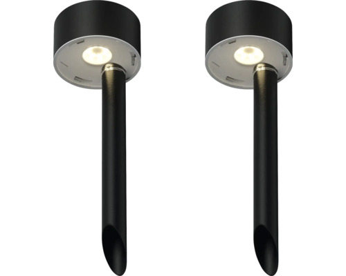 LED Solar Padverlichting Set 60 lm Baseline RVS zwart H 240 mm 2 stuks