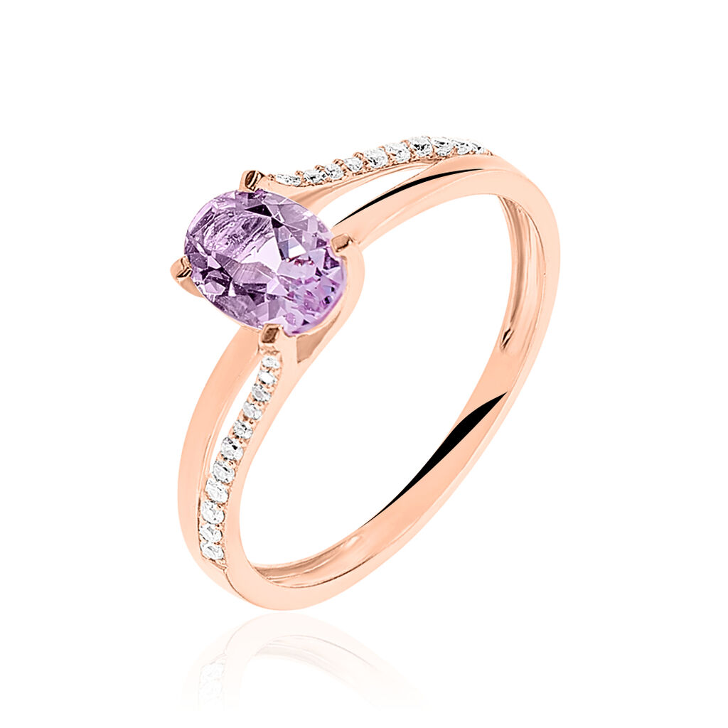 Bague Marie-eva Or Rose Amethyste Et Oxyde De Zirconium