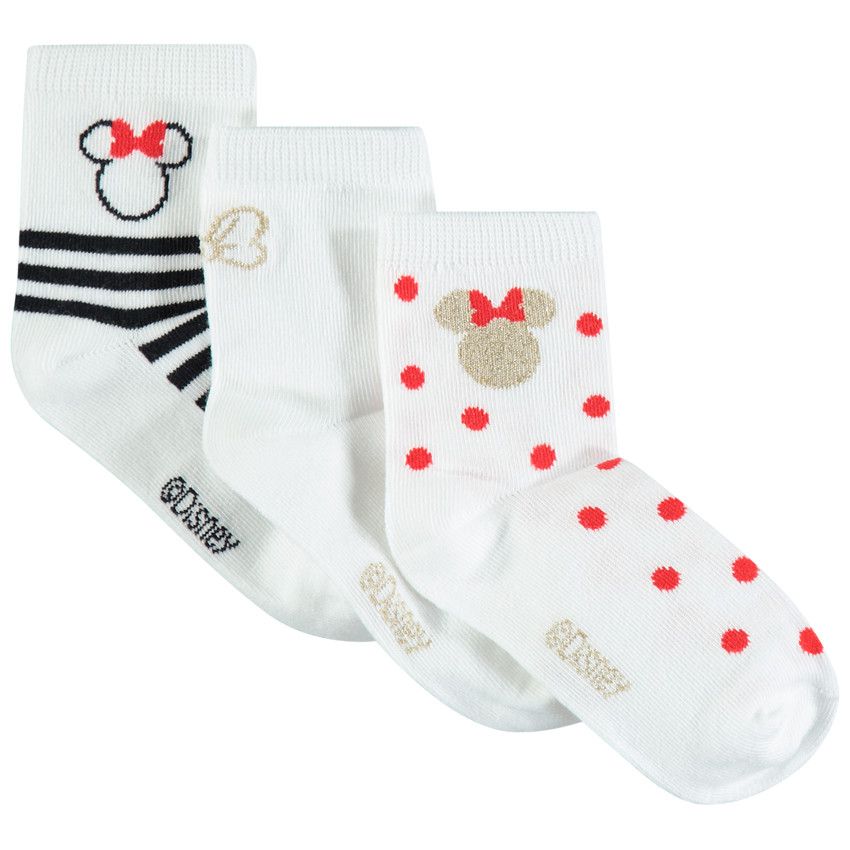 Lot de 3 paires de chaussettes motif Minnie Disney - Ecru