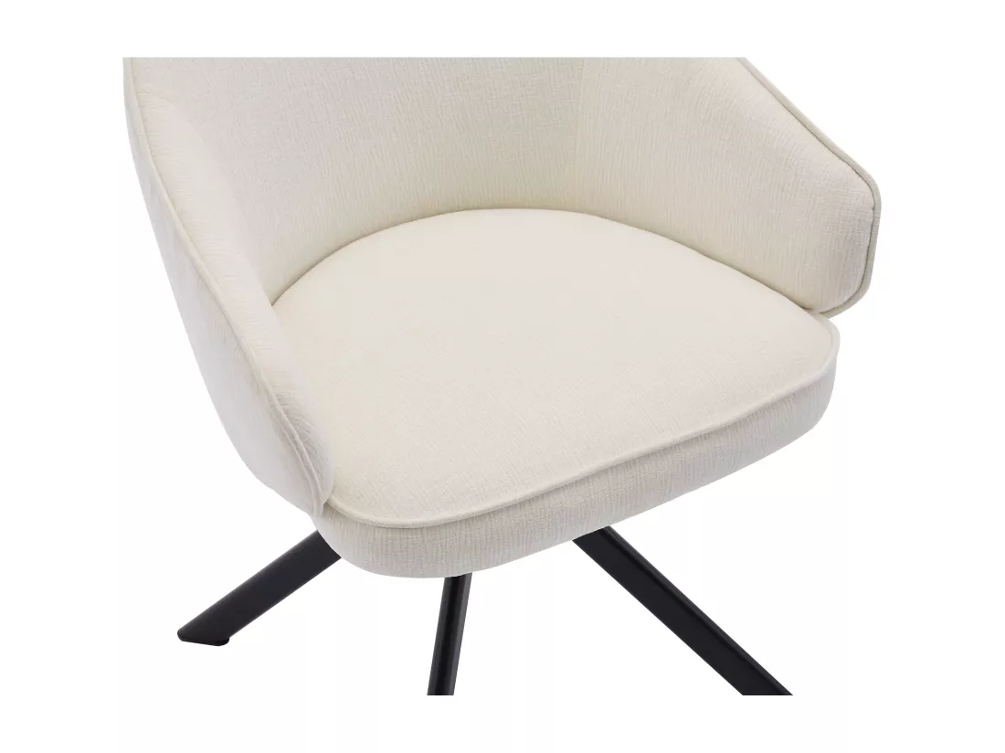 Chaise pivotante avec accoudoirs en tissu texturé et métal noir - Crème - VEXONI de Pascal Morabito