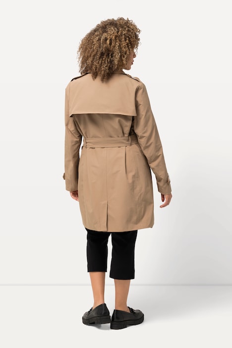 Trenchcoat, A-Linie, Hemdkragen, Bindegürtel