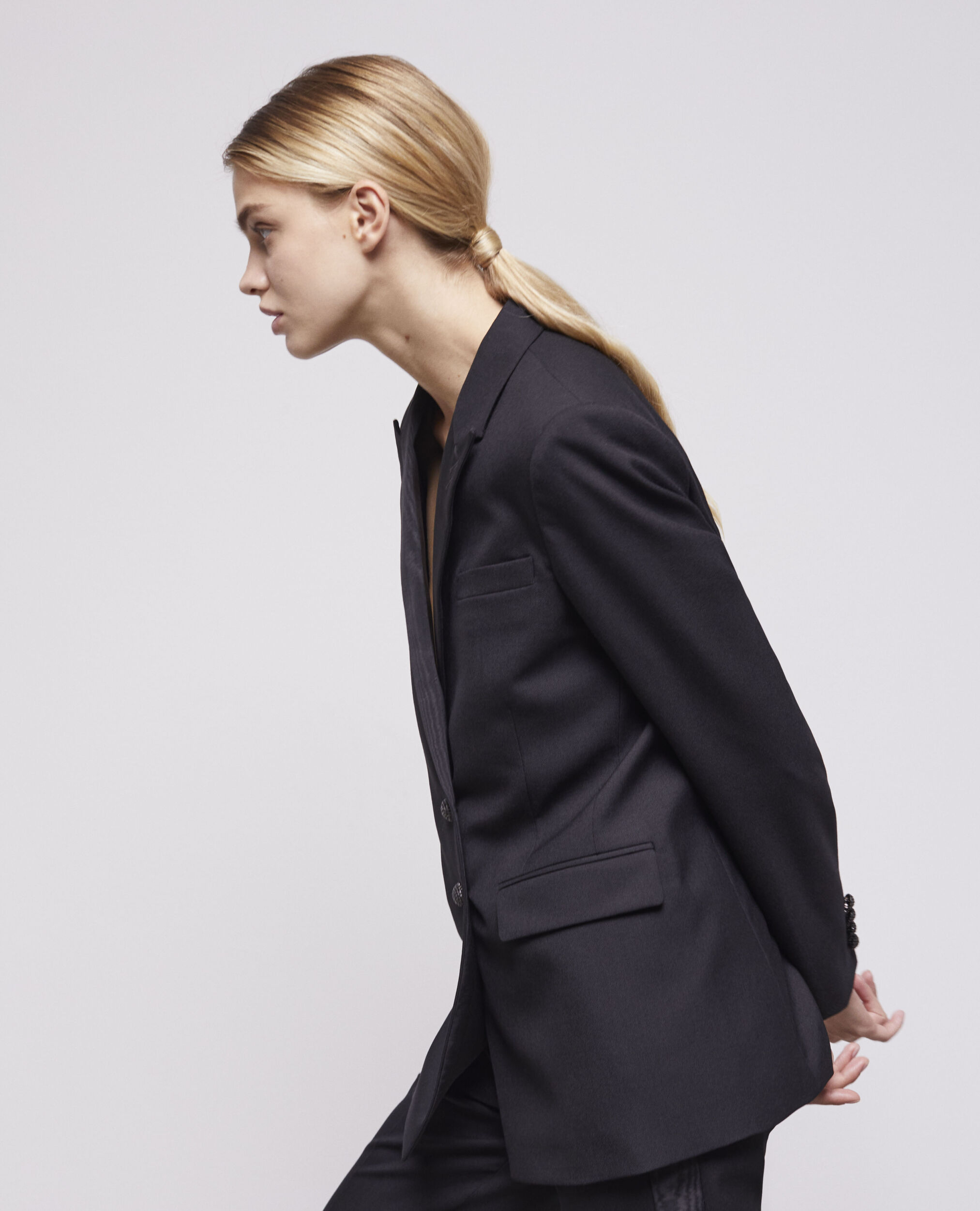 Veste de costume en laine noire