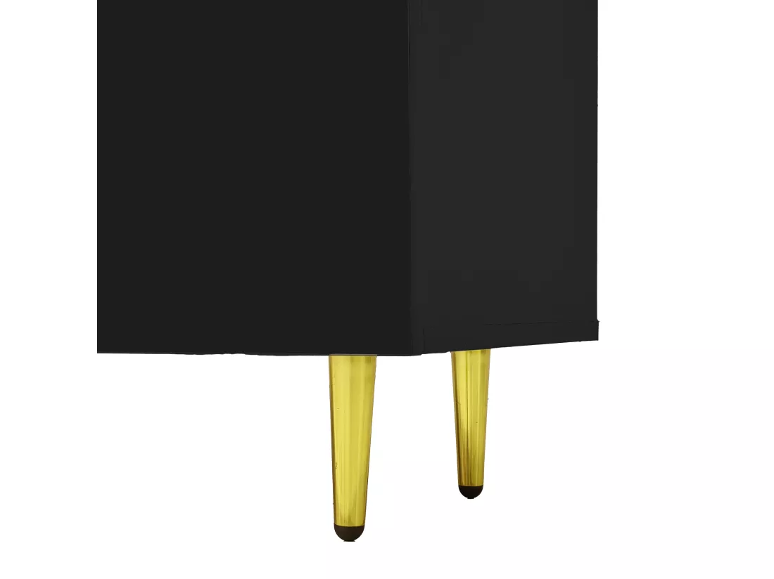 Meuble TV L 170cm - avec 4 portes - MDF - Noir