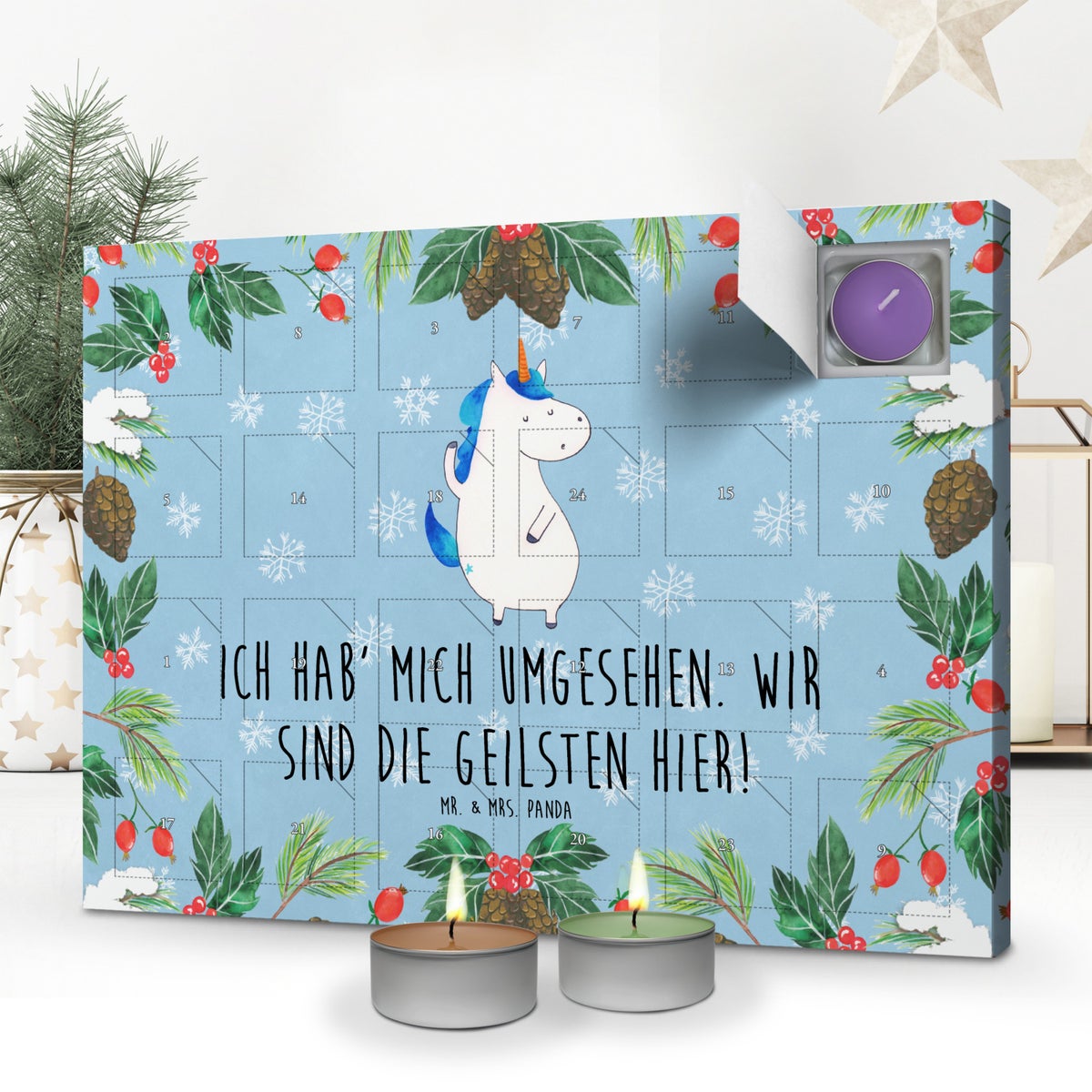 Mr. & Mrs. Panda Geurkaars Adventskalender Eenhoorn Man - Pastelblauw