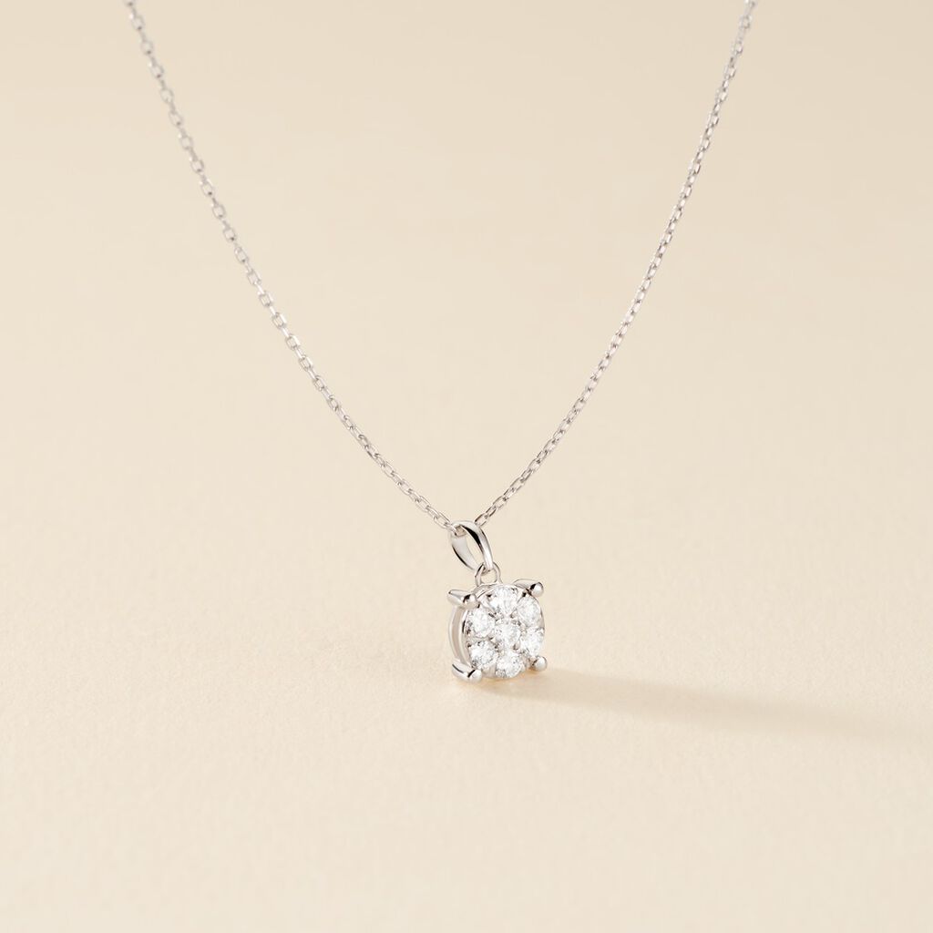Collier Charlene Or Blanc Diamant Synthetique