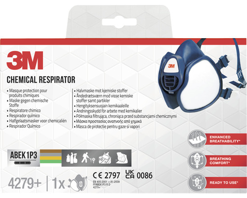 Ademhalingsmasker voor bescherming tegen giftige gassen, dampen en deeltjes 3M™ FFABEK1P3 D, beschermingsniveau ABEK1P3