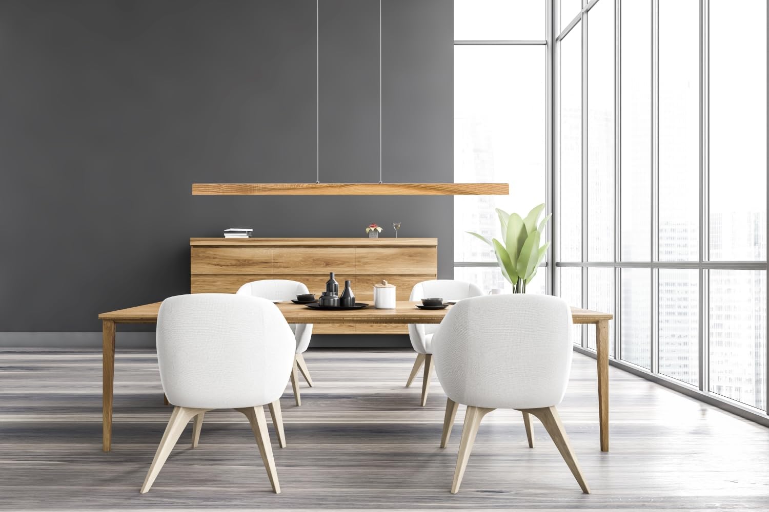 Hängelampe Hängeleuchte - Deckenlampe aus Holz - Pendelleuchte - LED Lampe - Dimmbar - Warmweiß DIMLED110KB-3K-RUSTIKAL 110 cm Warmweißes Licht Rustikal