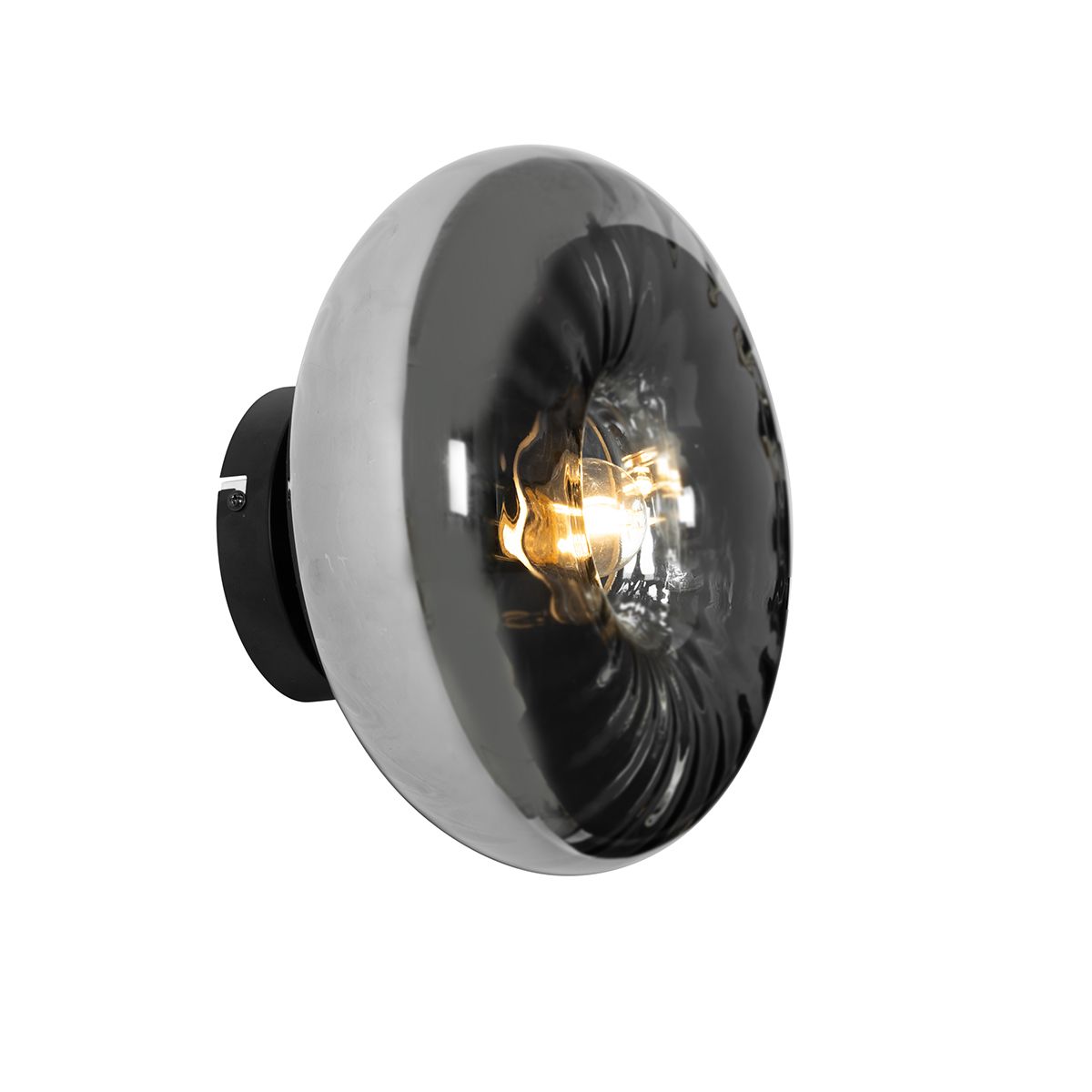 Art Deco wandlamp zwart met smoke glas - Ayesha