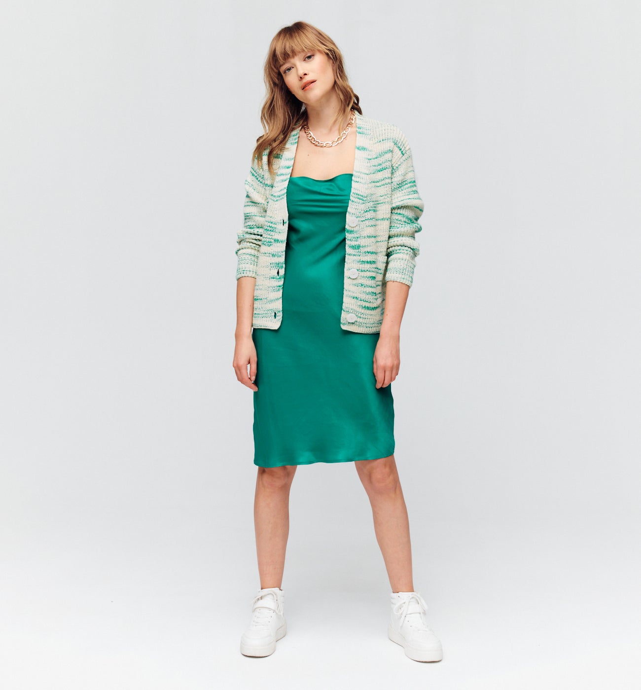 Gilet boutonné Femme - Imprimé vert
