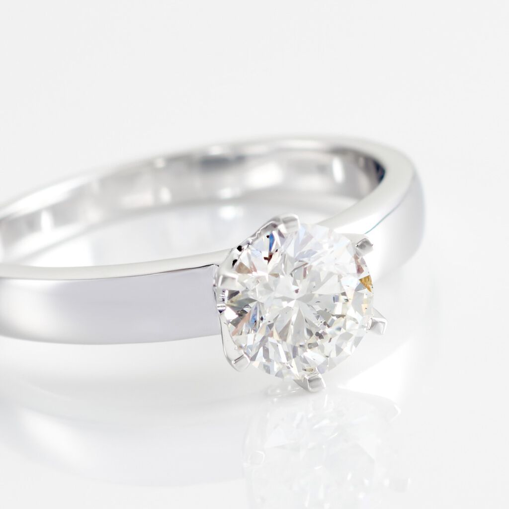 Bague Solitaire Natalia Or Blanc Diamant Synthetique