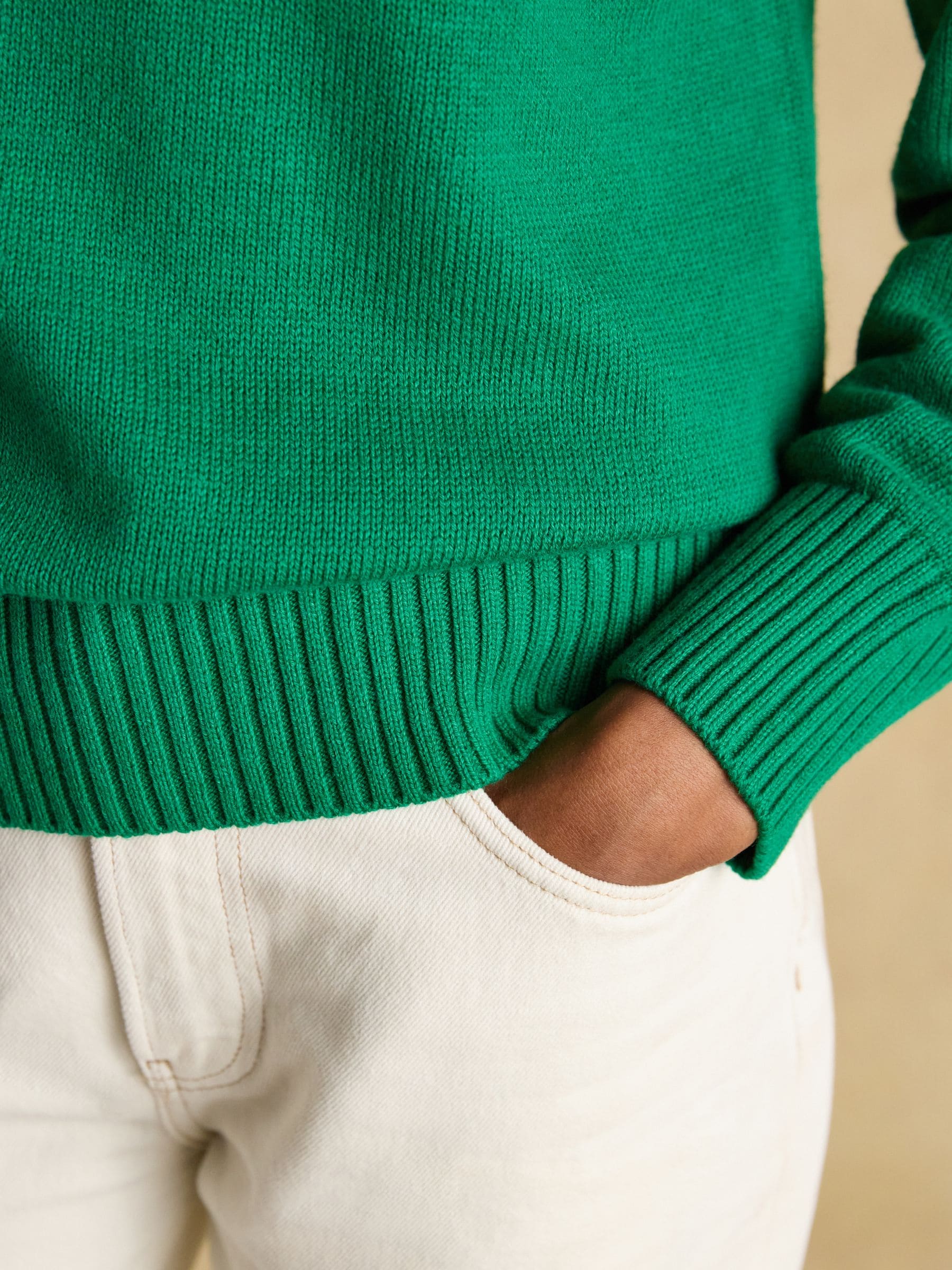 Groen - Joules Alba Fair Isle High Neck Cotton-Blend Jumper
