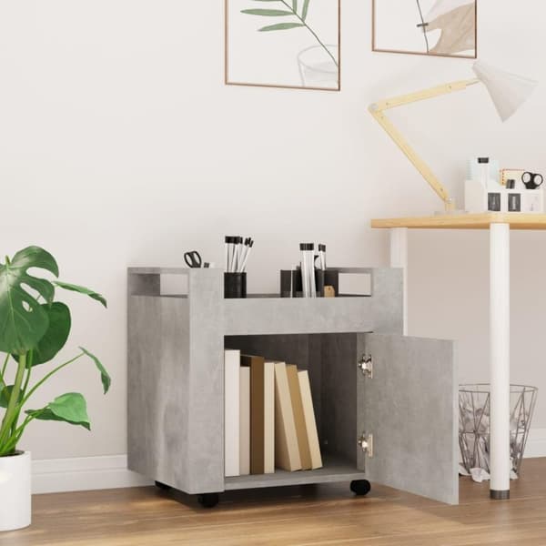 vidaXL Tralle til skrivebord betonggrå 60x45x60 cm konstruert tre