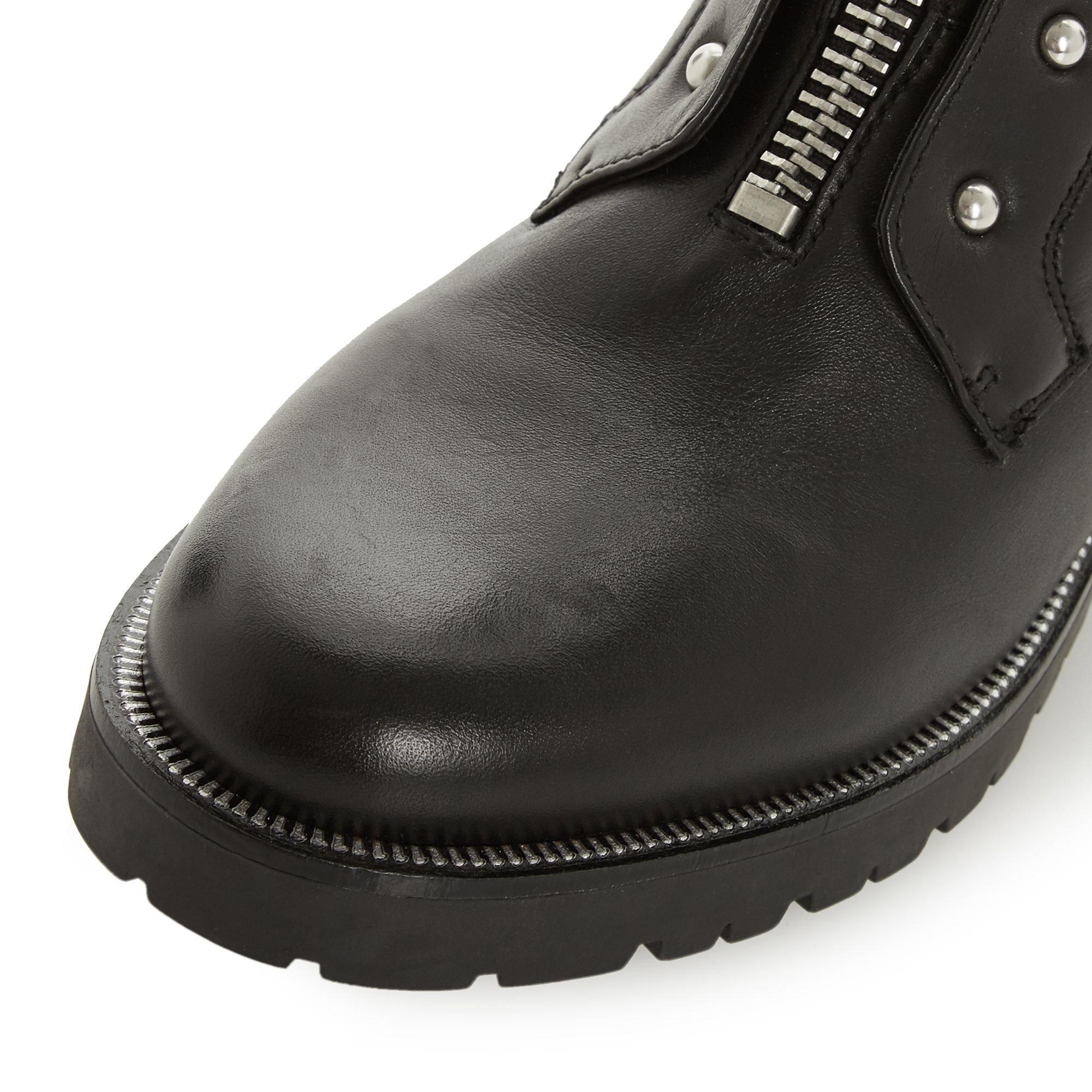 Dune London Raffi Studded Buckle Biker Boots