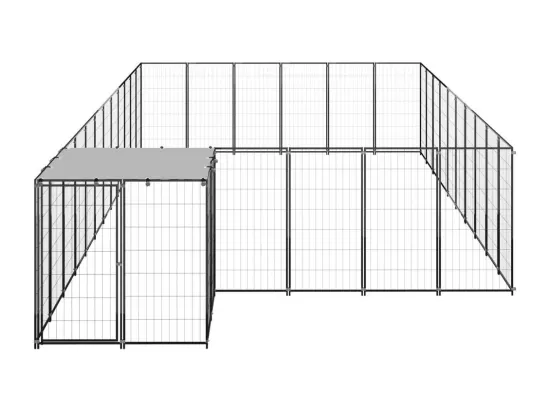 Chenil extérieur cage enclos noire 660 x 330 x 110 cm 02_0000503