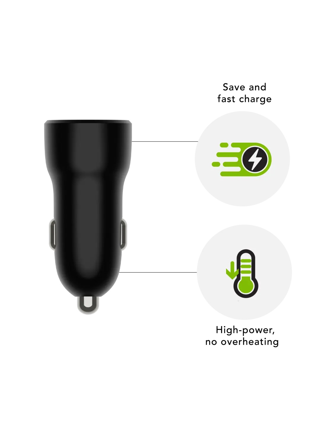 (30W) USB C / USB A Auto KFZ Ladegerät Zigarettenanzünder (CC18MOBL7104) - Schwarz