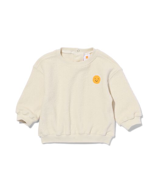 sweat-shirt en tissu éponge smiley pour bébé écru
