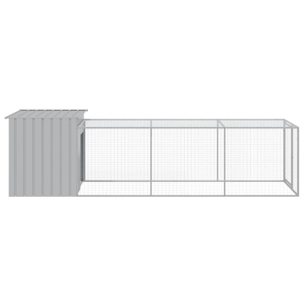 Galinheiro vidaXL com área externa, aço galvanizado, cinza claro, 110x201x110cm