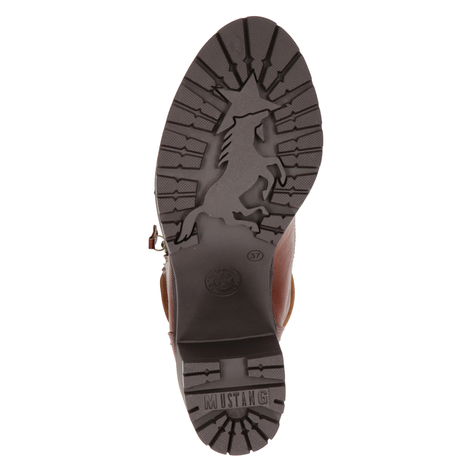 dames veterboot Mustang Cognac