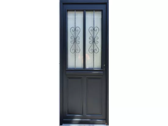 Porte D'Entrée Bois Vitrée, Sobra, H,215Xl,90 P,Gauche Cote Tableau