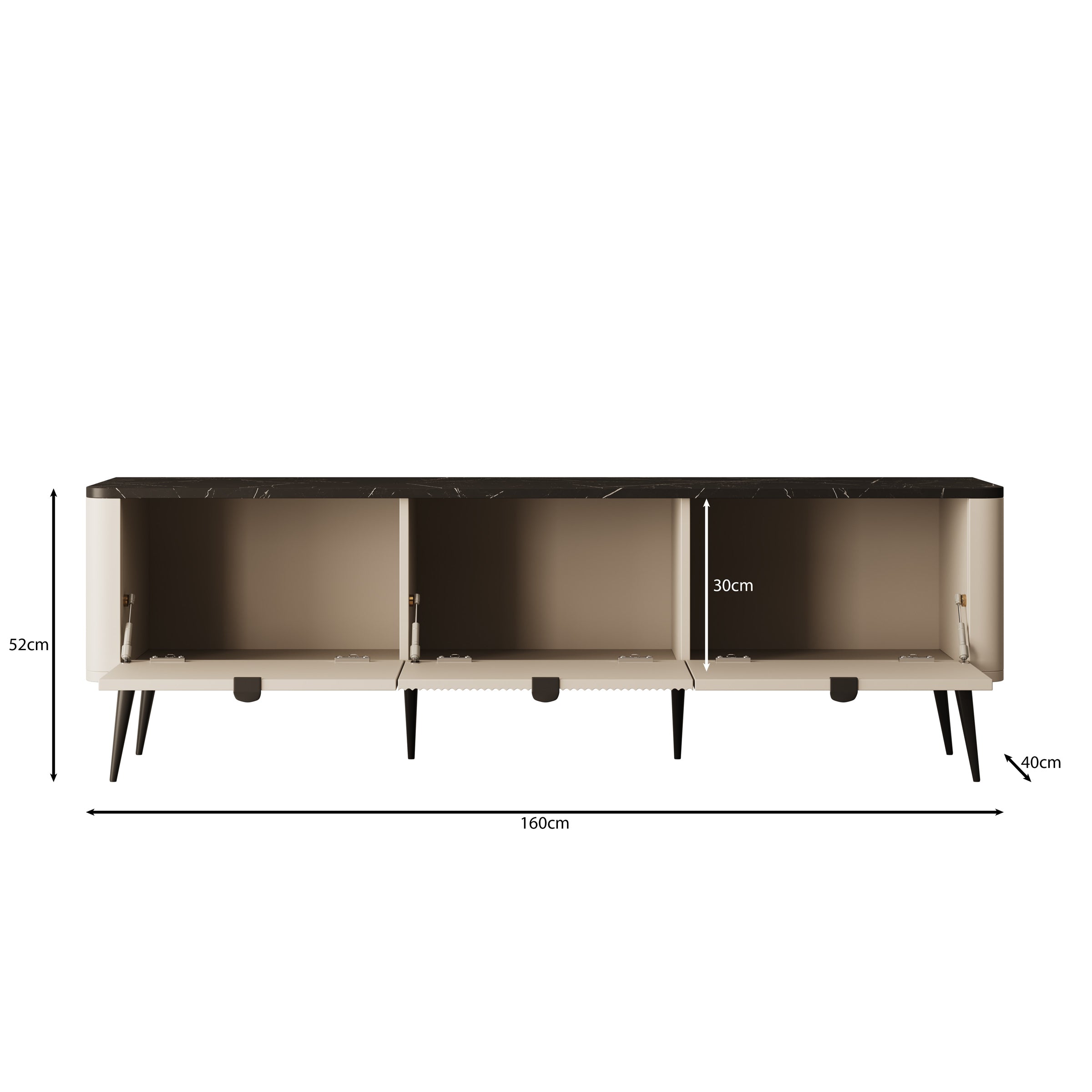 Mace - TV-Meubel met 3 deuren - Beige - 160x40x52 cm