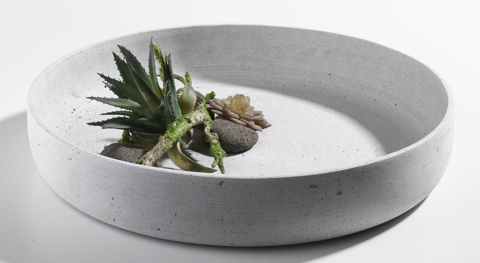 Dekoschale rund 40 cm Kunststoff grau