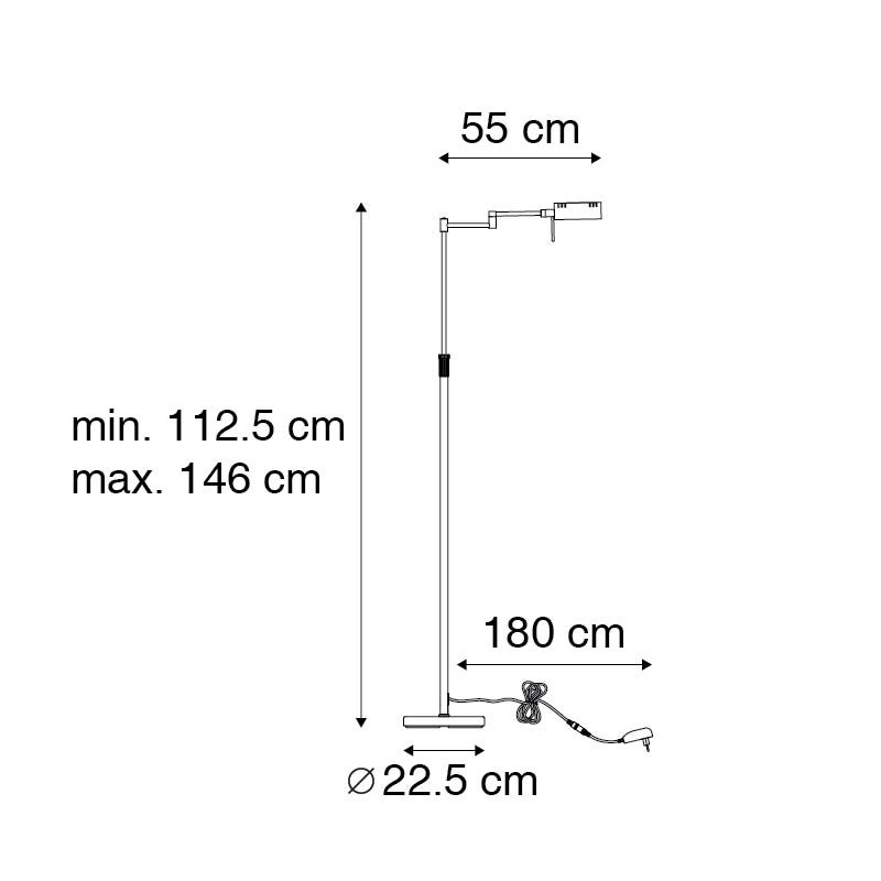 QAZQA - Moderne design vloerlamp | Staande lamp | Vloerlamp | Lamp | Lichtbrons incl. LED met touchdimmer - Notia Dimmer | Dimbaar | Woonkamer | Slaapkamer - Staal Langwerpig - I (niet vervangbaar)