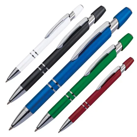 Easy Gifts Kugelschreiber aus Kunststoff, 5 Stück: je 1x schwarz, blau, rot, weiß und grün