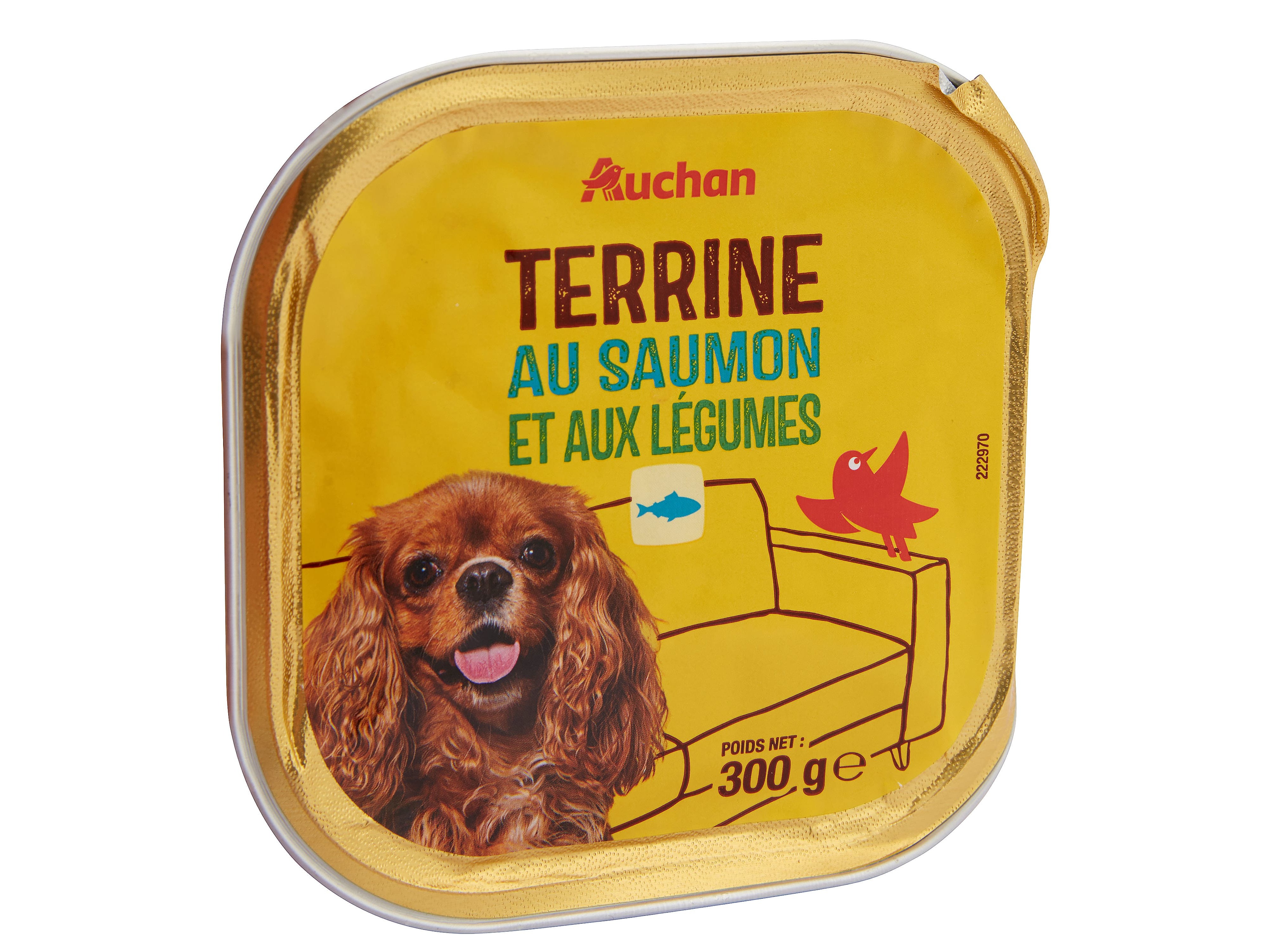 COMIDA HÚMIDA PARA CÃO AUCHAN TERRINA COM SALMÃO E COM LEGUMES 300G