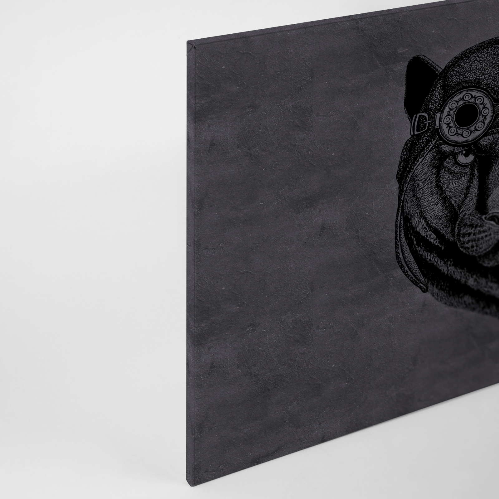 Leinwandbild PANTHER - grau-schwarz - 90x60 cm