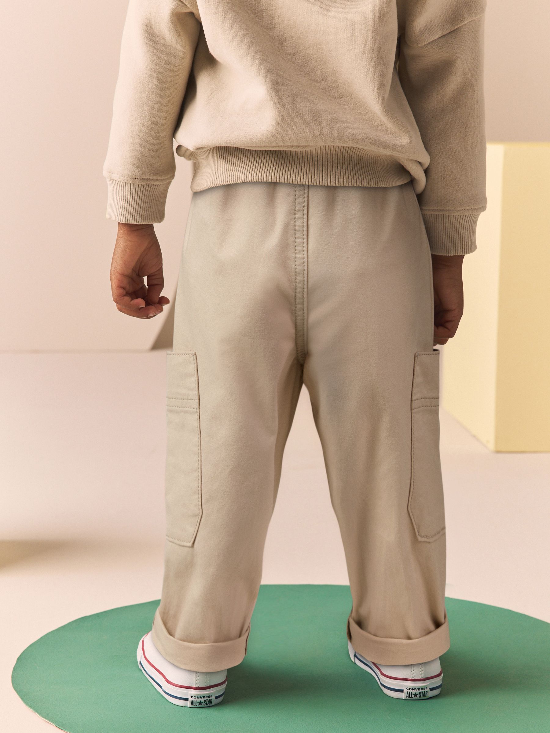 Neutraal crème - Broek met elastische taille en zijzakken (3mnd -7jr)