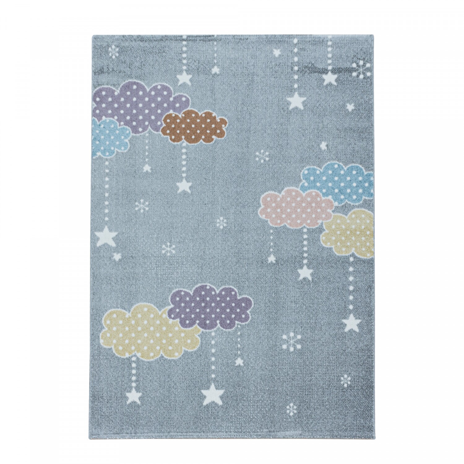 Kinderteppiche 10 mm Kurzflor Teppich mit Bunte Wolken, Stern Motiv