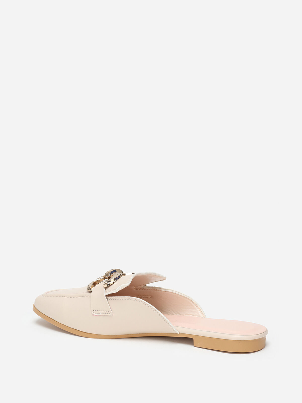 Mules mocassins à boucles- Beige