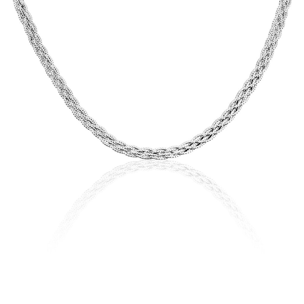 Collier Maille Argent Blanc Elae Maille Tresse