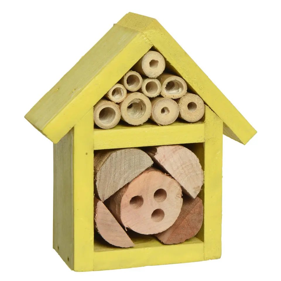 Insectenhotel - geel - vurenhout - 11 cm