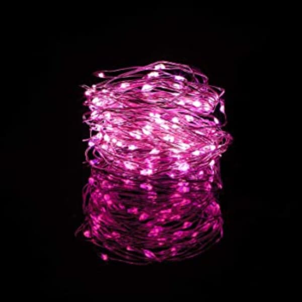 10-pack 1m Mini LED lyssløyfe Batteridrevet rosa