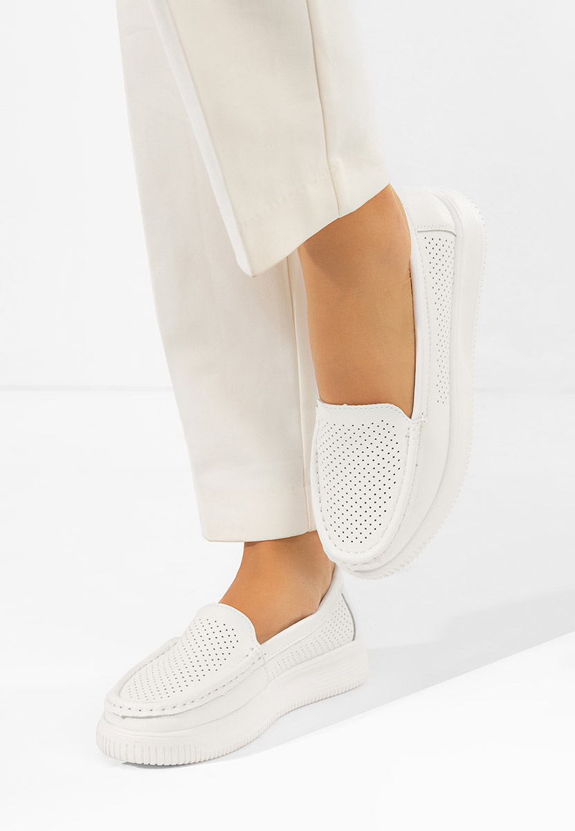 Mocassins femme en cuir blancs Sabiria