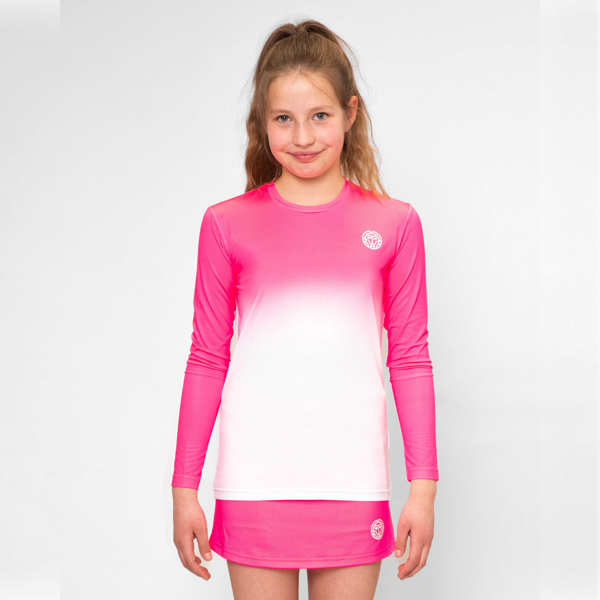 BIDI BADU Crew Gradiant Haut Manches Longues Filles - Pink , Blanc