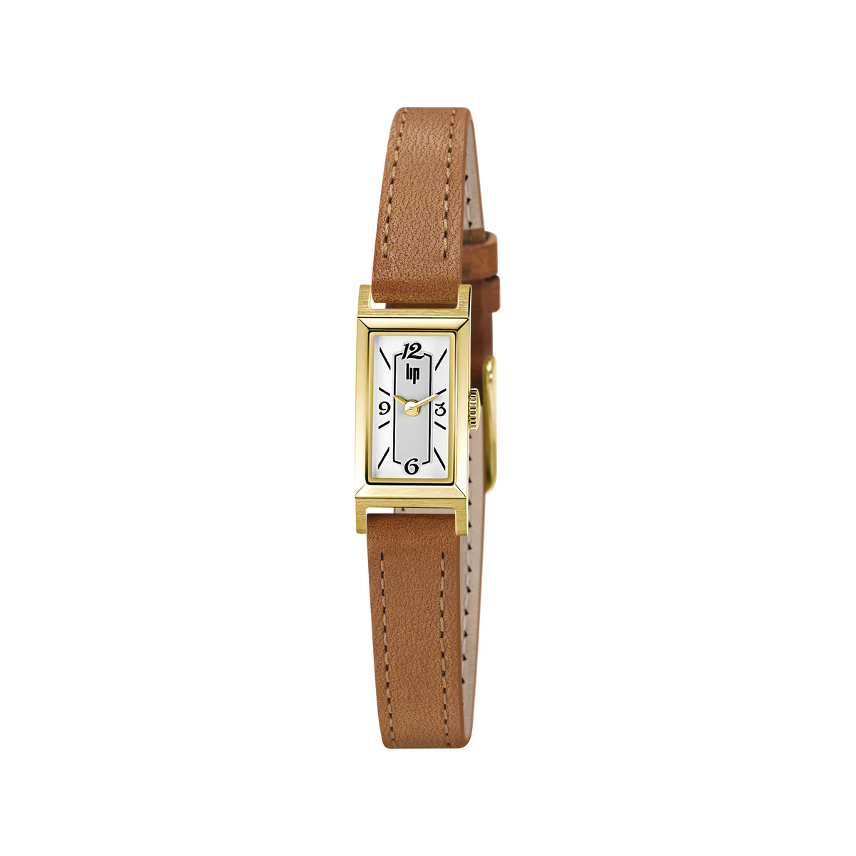 Montre LIP Churchill femme bracelet acier doré cuir marron