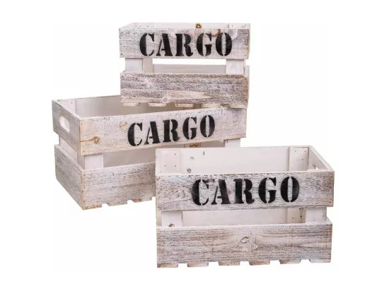Ensemble de 3 boîtes en bois blanc
