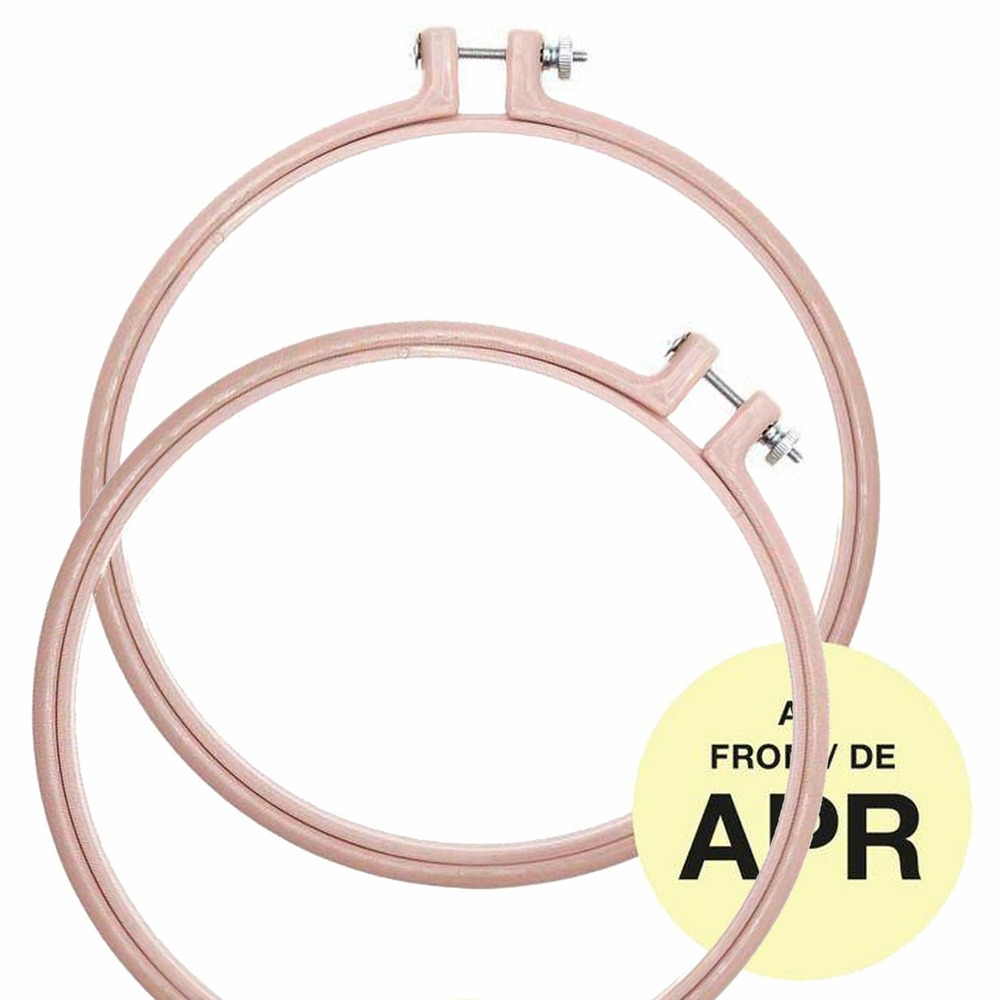2 anneaux de broderie - rose poudré - ø 17,8 cm