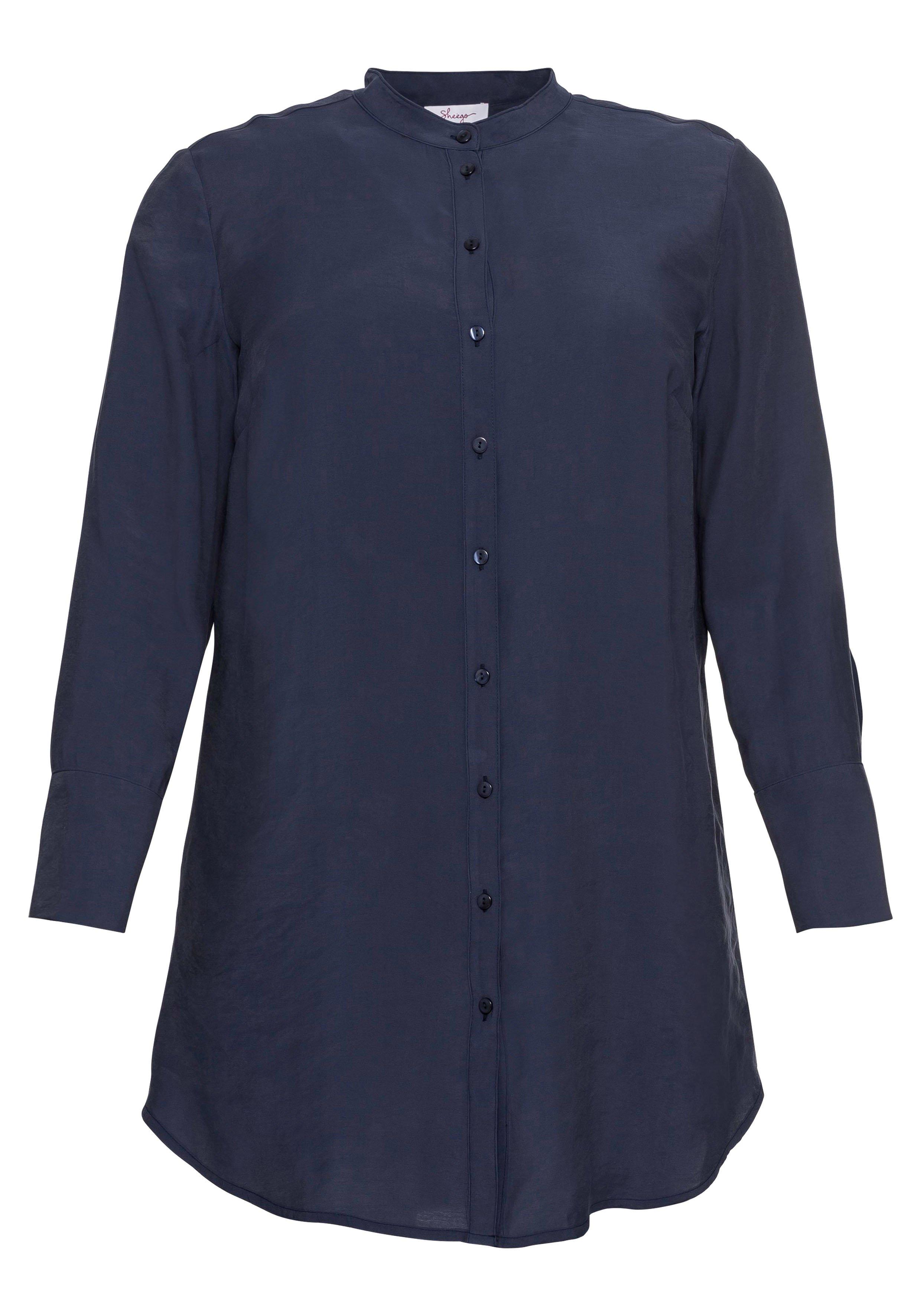 Longbluse mit Stehkragen und  Passe hinten