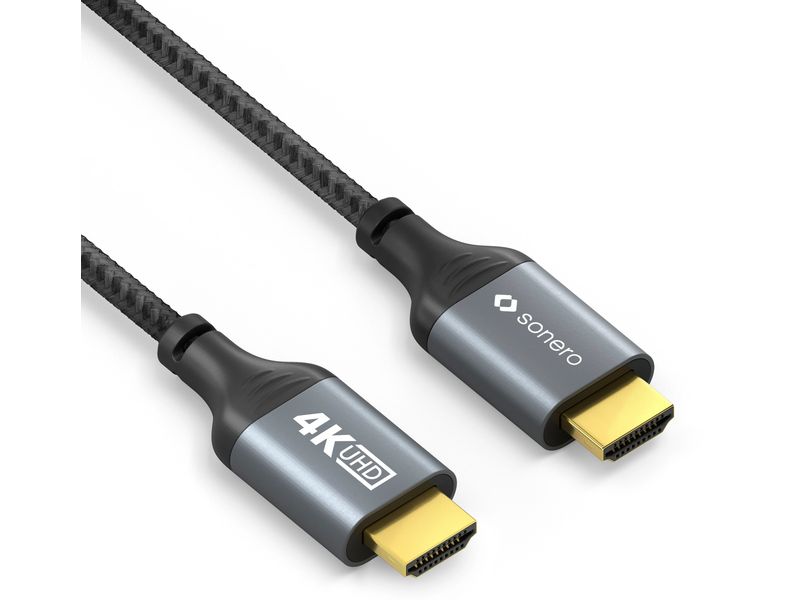sonero Kabel HDMI - HDMI, 2 m HDMI auf HDMI Kabel - 4K60 - grau/schwarz - 2.00m