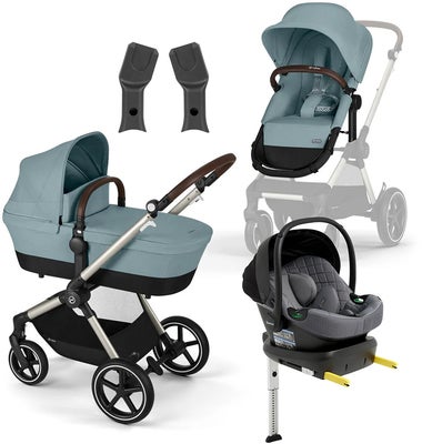 Cybex EOS Lux Duovogn inkl. Beemoo Route Babybilstol & Base, Sky Blue/Mineral Grey