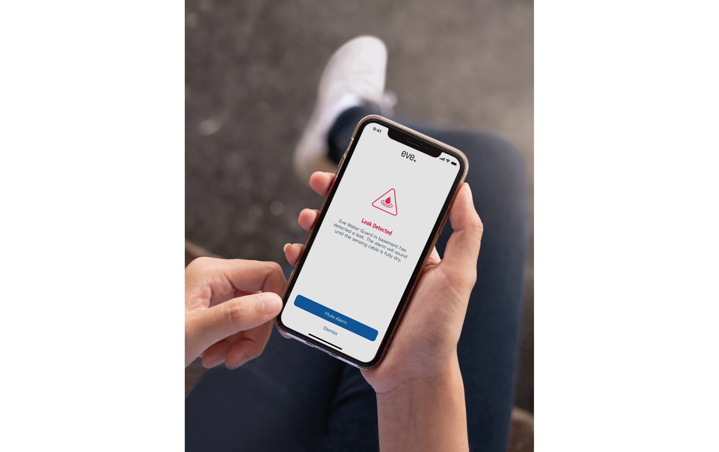 Wassersensor Eve Water Guard Smart Home<br>Smarter Wassermelder, Schutz vor Wasserschäden, warnt akustisch und per App