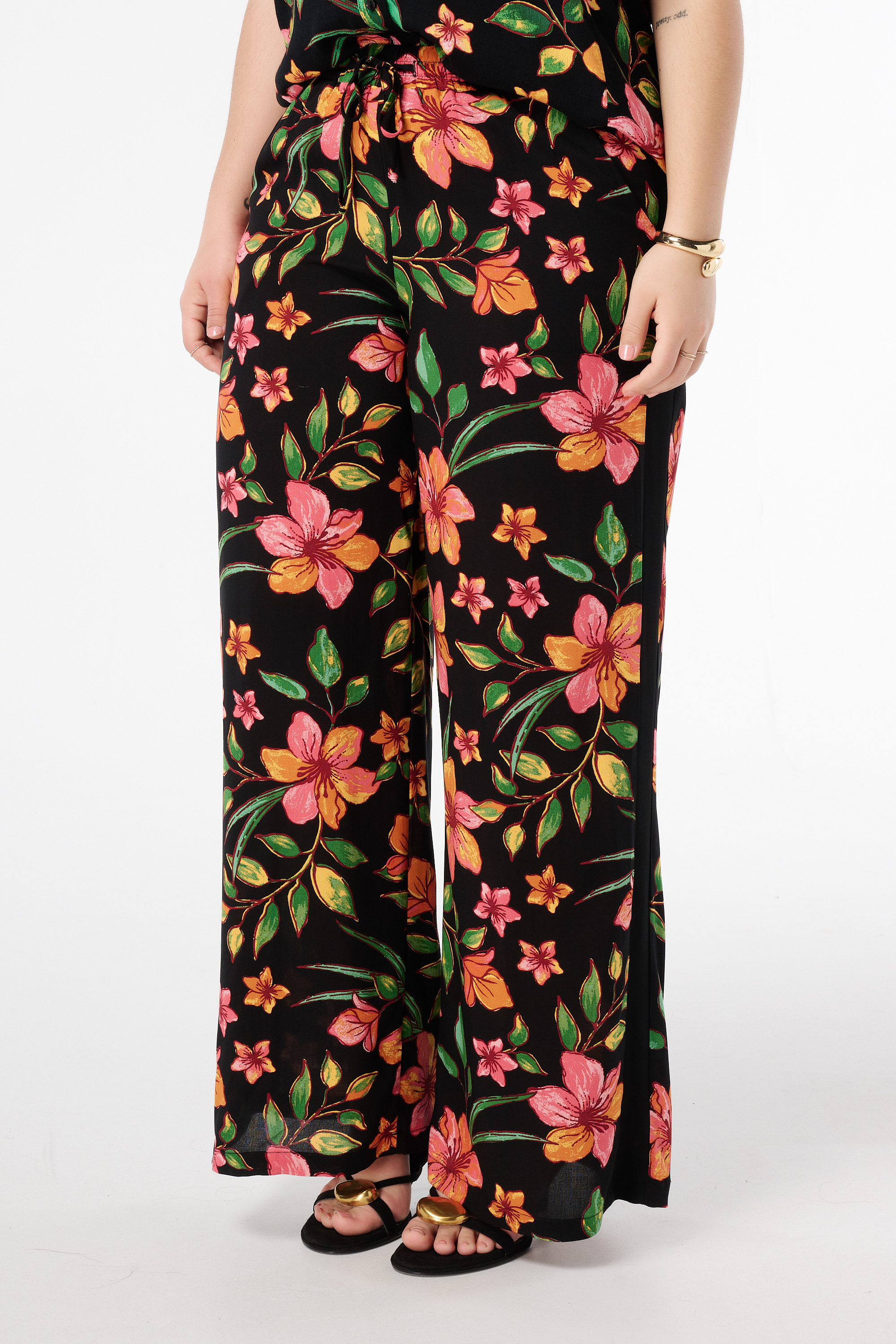 Broek met tropische print Multi orange